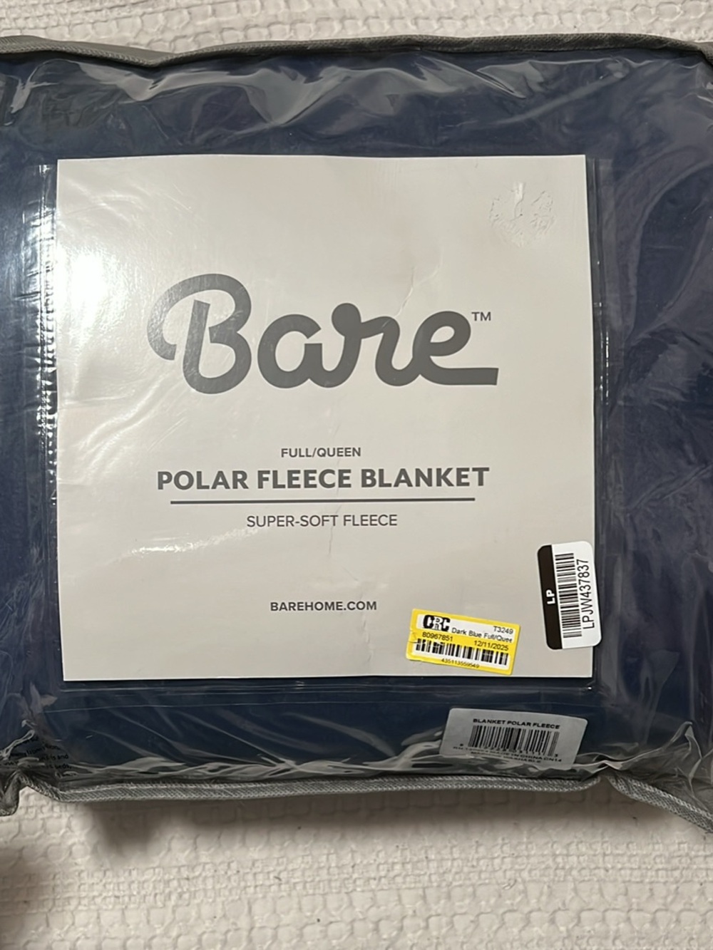 Lightweight Polar Fleece Blanket by Bare
Home - Full/Queen, Dark Blue